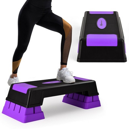 31'' Exercise Step Platform,Adjustable 4''-6''-8 Aerobic Steppers for  Exercise,Non-slip Step Up Exercise Platform w/Risers,Fitness Workout  Aerobic