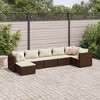 vidaXL 7 Piece Patio Lounge Set with Cushions - Brown Poly Rattan Configuration for Garden, Terrace, or Patio - 2 of 4