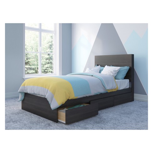 Alaska Storage Bed With Headboard, Twin Bed Frame And Mattress Bundle