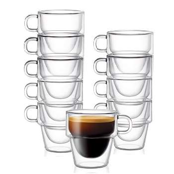 BTaT- Double Wall Glass, Set of 4 (6.5 oz, 190 ml), Insulated Drinking Glasses, Espresso Cups, Glass Coffee Cups, Cappuccino Cups, Scotch Glasses