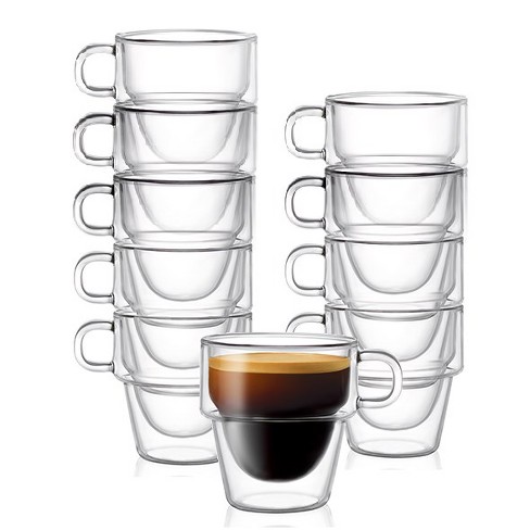 Joyjolt Stoiva Double Walled Espresso Glass Cups - Set Of 8 Stackable Shot  Mugs With Handle - 5 Oz : Target