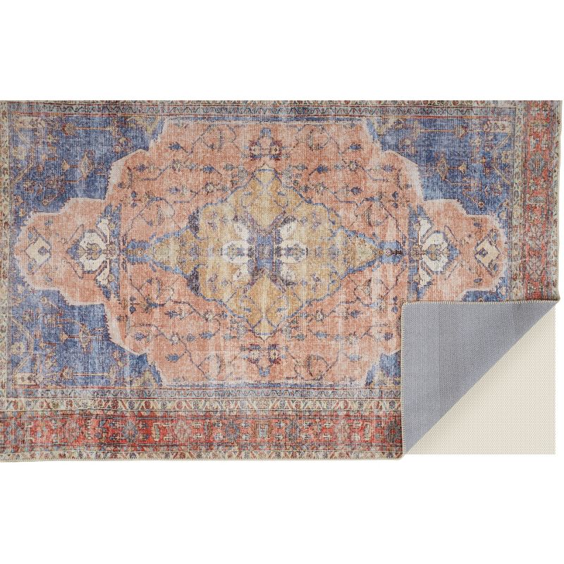 Percy Transitional Medallion Red/Tan/Blue Area Rug, 4 of 8