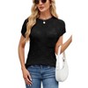 Womens Summer Tops Casual Crewneck Knit Short Sleeve Sweater Loose Fit Lightweight Shirts - 3 of 4
