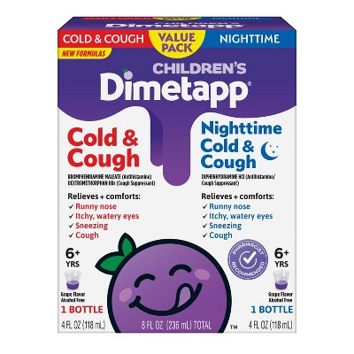 Childrens Dimetapp Day/Night Cold, Cough & Congestion Relief Liquid - Dextromethorphan - Grape Flavor - 4 fl oz/2pk