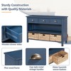 Retro Console Table with 3 Storage Drawers Entryway Table with 3 Water Hyacinth Woven Baskets Wooden Accent Sofa Table Buffet Cabinet - 4 of 4
