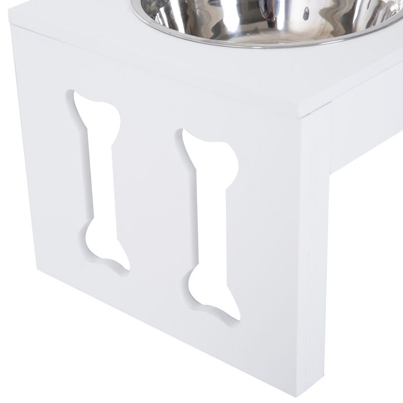 PawHut 23" Modern Decorative Dog Bone Wooden Heavy Duty Pet Food Bowl Elevated Feeding Station, 5 of 9
