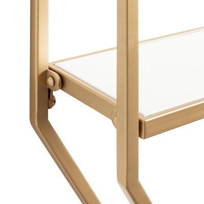 Adella White and Gold Floating Wall Shelf, 41" x 18.3"