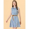 INSPIRE CHIC Women's Floral Sleeveless Half Placket Mini Belted Summer Dress - 2 of 4
