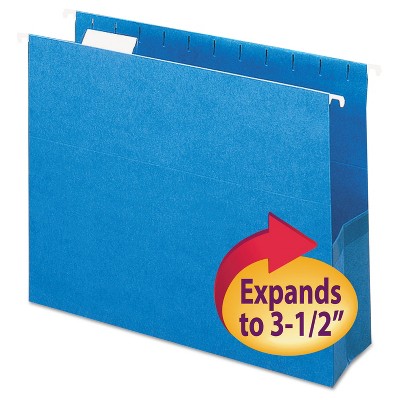 Smead 3" Cap Hanging Pockets w/Full-Height Gussets & 1/5 Tabs Letter Sky Blue 25/BX 64270