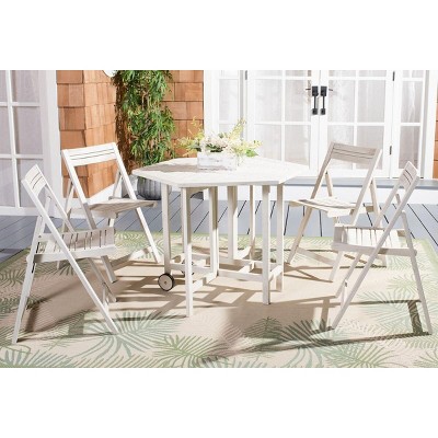 Kerman White Acacia Wood 4-Person Foldable Patio Dining Set