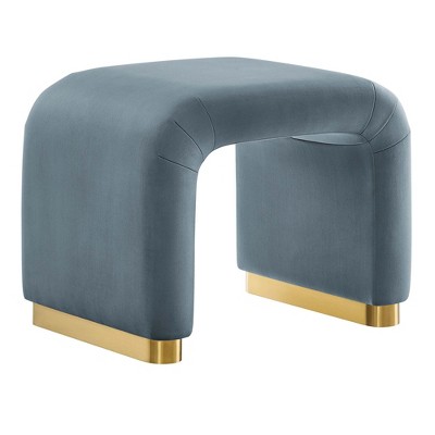 Modway Koda Performance Velvet Waterfall Stool in Brass Cadet, Blue