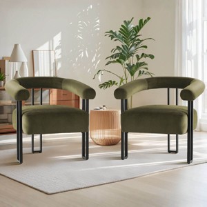 Modern Accent Chair Set of 2 ,Velvet Upholstered Accent Chair With Curved Backrest Armrest For Living Room Dining Room-Tanpinhause - 1 of 4