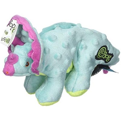 goDog Dinos Frills Squeaky Plush Dog Toy, Chew Guard Technology -  Teal, Small