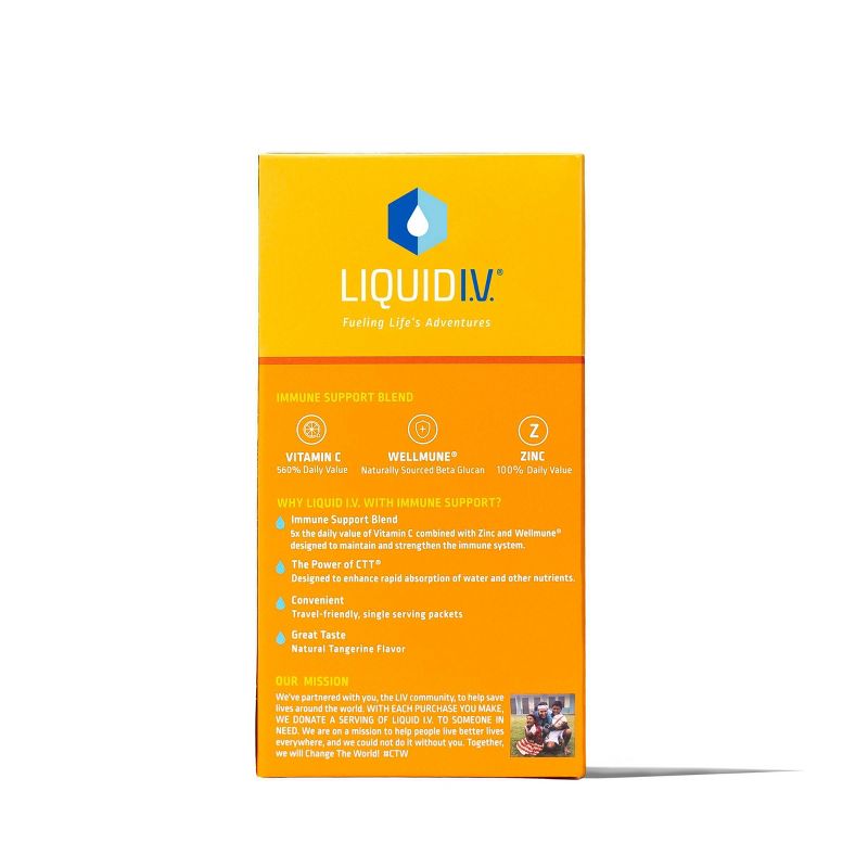 Liquid I.V. Hydration Multiplier + Immune Support Powder Energy Supplements - Tangerine - 0.56oz each/10ct, 4 of 9