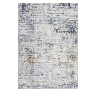Washable Modern Abstract Rug Non Slip Low Pile Rug Soft Throw Floor Cover Foldable Indoor Carpet for Living Room Bedroom,Blue Orange/5'x7' - 1 of 4