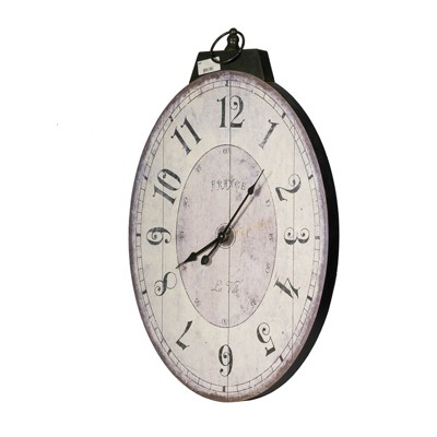 Oversized Antique White Oval Wooden Wall Clock
