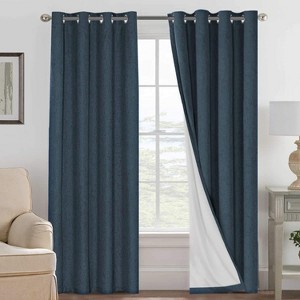 H.Versailtex Linen 100% Blackout Curtains Thermal Insulated Linen Drapes, Grommet White Liner Sold of 2 Panels - 1 of 4