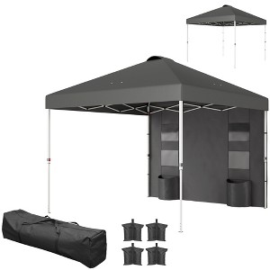 10' x 10' Pop Up Canopy Tent w/ Sidewall, UPF50+ Height Adjustable Instant Sun Shelter w/ Storage Pockets - 1 of 4