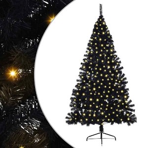 vidaXL Artificial Pre-lit Christmas Tree with 300 LEDs Black 70.9" PVC - 1 of 4