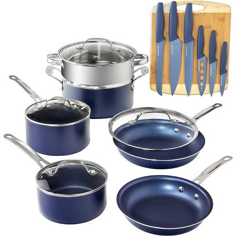  Kitchen Academy Induction Cookware Set - 17 Piece Gray Cooking  Pan Set, Granite Non-Stick Pots and Pans Set: Home & Kitchen