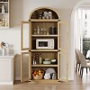 Arched Bookshelf with Doors ，Wooden Display Cabinet Rounded Bookcases for Living Room, Kitchen, Office - 2 of 4