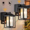 ALOADECOR 1 Light Black Light Dusk to Dawn Motion Sensor Outdoor Garage Wall Lights with Seeded Glass for Outside Garden Porch Patio (2 Pack) - 2 of 4