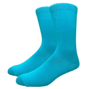 Solid Color Crew Cotton Dress Socks  from the Sock Panda (Men's Sizes, Adult Large) - Turquoise - 1 of 3