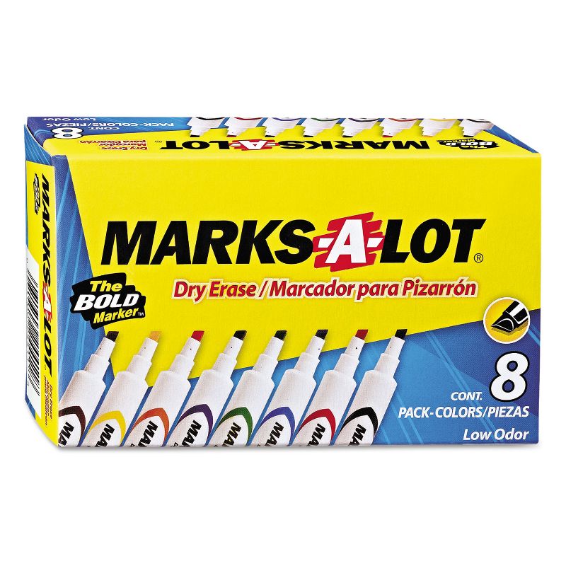 Avery Marks-A-Lot Desk-Style Dry Erase Marker Chisel Tip Assorted 8/Set 24411, 1 of 9