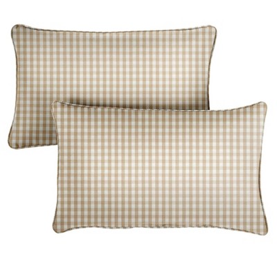 2pk Corded Outdoor Throw Pillows Beige/White