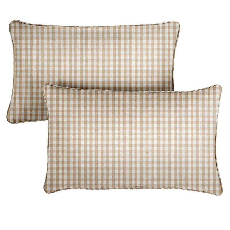 2pk Corded Outdoor Throw Pillows Beige/White, 1 of 3