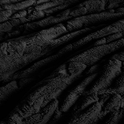 King Black Ruched Faux Fur Comforter Set