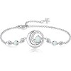 Moon & Star Birthstone Bangle, Sterling Silver Adjustable Charm Bracelet, Birthday Anniversary Christmas Gift for Women - 3 of 4