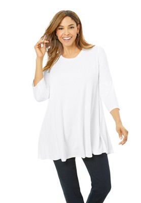 Agnes Orinda Women's Plus Size Ribbed Asymmetrical Hem Summer Casual  Peasant Top : Target