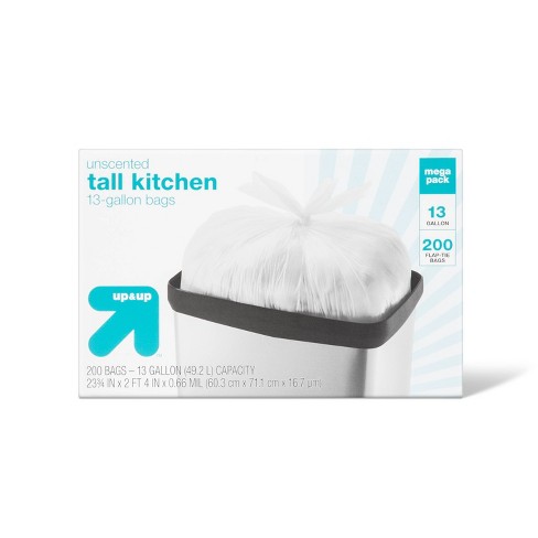 Trash Bags 13+ Gallon Tall Kitchen Trash Bags, 40 Count Unscented