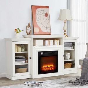 60" Electric Fireplace with Mantel, Fireplace Tv Stand with 18-Inch Insert Log Heater - 1 of 4
