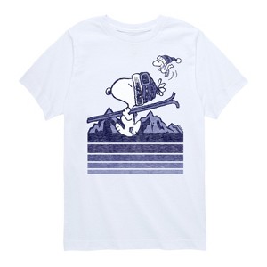 Boys' - Peanuts - Snoopy Woodstock Ski Stripes Short Sleeve Graphic T-Shirt - 1 of 4