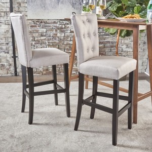 2pcs Fabric and Wooden Counter Heighe Barstools for living room-Christopher Knight Home - 1 of 4