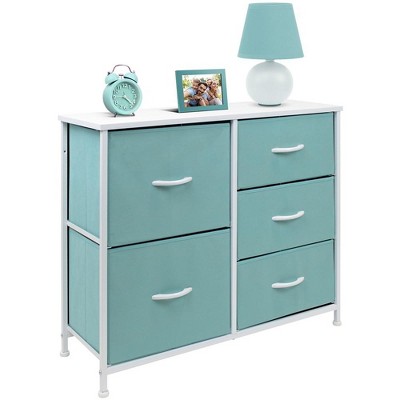 Sorbus  Dresser with 5 Drawers - Storage Chest Organizer with Steel Frame, Wood Top, Handles, Fabric Bins