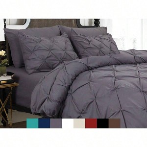 Set of 3 Pinch - Pleated Duvet Cover Set, King/California King, Gray - 1 of 4