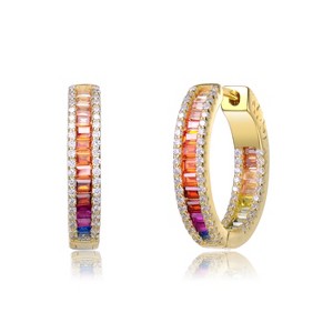 Guili Sterling Silver Hoop Earrings with Colored CZ in Rose Gold, Silver, or Classic Finish – Timeless Sparkle and Elegance for Any Collection - 1 of 3