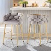 ORRD Set of 2 Modern Counter Stools , Velvet Swivel Bar Stools with Footrest & Soft Cushion, Iron Frame Kitchen Island Stools for Home Decor，Dark Blue - 2 of 4