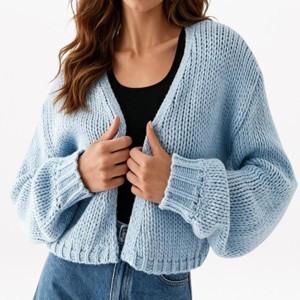 YESFASHION Womens Solid V-Neck Cardigan Sweater Long Sleeve Drop