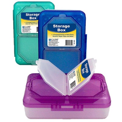 C-line® Storage Box, 3 Compartments, Assorted Colors, Pack Of 3 : Target