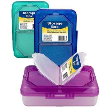 C-Line® Storage Box, 3 Compartments, Assorted Colors, Pack of 3