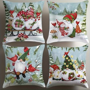 Lomsoe 4pcs Christmas gnome pattern home decoration cushion,zipper closure - perfect for living room and bedroom decoration,(pillow core not included) - 1 of 4