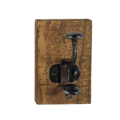 Rustic Wood and Metal Decorative Wall Hook - Foreside Home & Garden