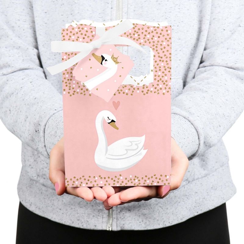 Big Dot of Happiness Swan Soiree - White Swan Baby Shower or Birthday Party Favor Boxes - Set of 12, 5 of 7