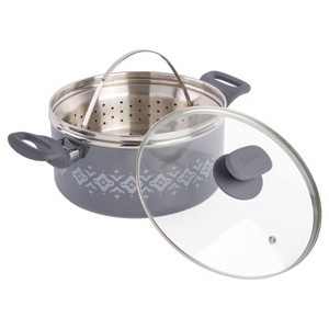 Spice By Tia Mowry Savory Saffron 5 Quart Ceramic Nonstick Aluminum Dutch Oven with Lid and Steamer - 1 of 4