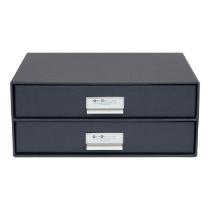 Bigso Birger 2-Drawer Fiberboard Document Box | Desktop Storage Drawers with Metal Label Holders - 1 of 4