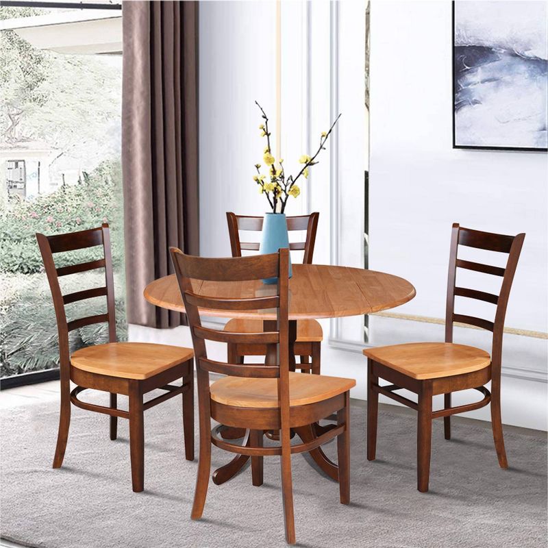 42&#34; Dual Drop Leaf Dining Table with 4 Emily Ladderback Chairs Cinnamon/Espresso - International Concepts, 3 of 6
